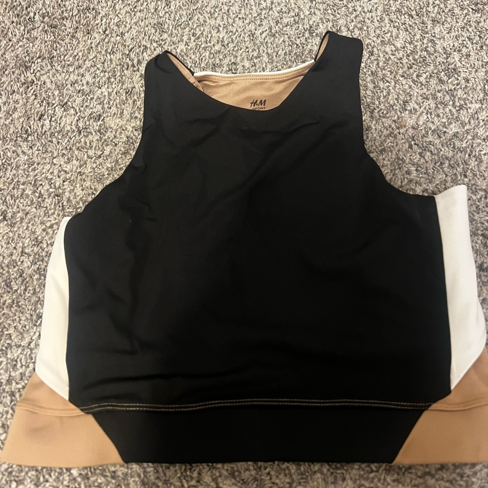 H&M Black and Cream Crop Top